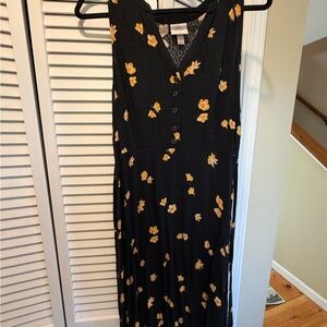 Knox Rose Black and Yellow Floral Maxi Dress